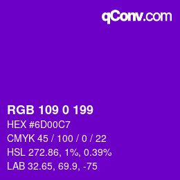 Color code: RGB 109 0 199 | qconv.com