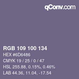 Farbcode: RGB 109 100 134 | qconv.com