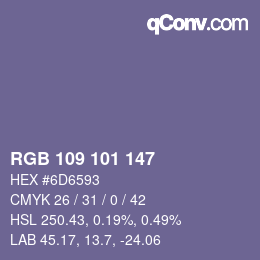 颜色代码: RGB 109 101 147 | qconv.com