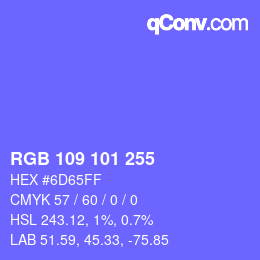 Color code: RGB 109 101 255 | qconv.com
