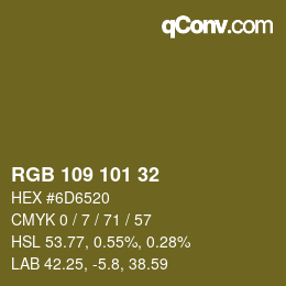 カラーコード: RGB 109 101 32 | qconv.com