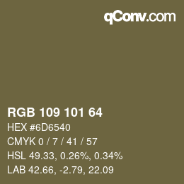 Farbcode: RGB 109 101 64 | qconv.com