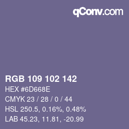 Color code: RGB 109 102 142 | qconv.com