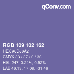 Color code: RGB 109 102 162 | qconv.com
