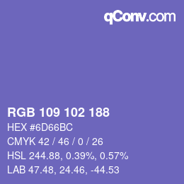Color code: RGB 109 102 188 | qconv.com