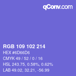 Color code: RGB 109 102 214 | qconv.com