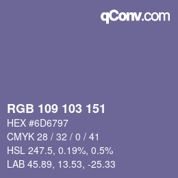 Color code: RGB 109 103 151 | qconv.com