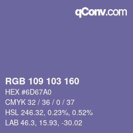 Color code: RGB 109 103 160 | qconv.com