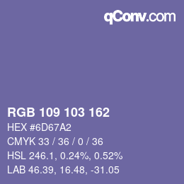 Farbcode: RGB 109 103 162 | qconv.com