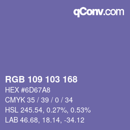 カラーコード: RGB 109 103 168 | qconv.com