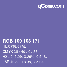 Color code: RGB 109 103 171 | qconv.com