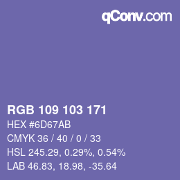 カラーコード: RGB 109 103 171 | qconv.com