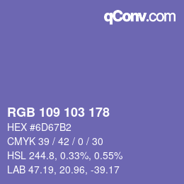 颜色代码: RGB 109 103 178 | qconv.com