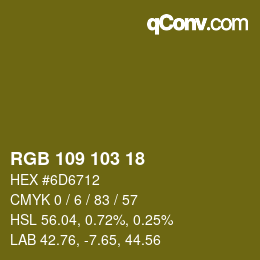 Color code: RGB 109 103 18 | qconv.com
