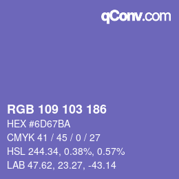 Color code: RGB 109 103 186 | qconv.com