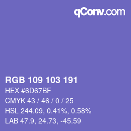 カラーコード: RGB 109 103 191 | qconv.com
