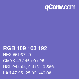 Color code: RGB 109 103 192 | qconv.com