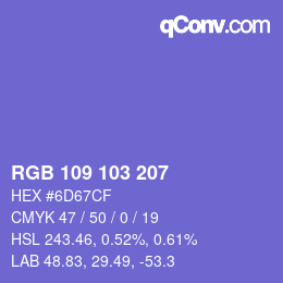 Color code: RGB 109 103 207 | qconv.com