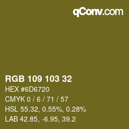 Color code: RGB 109 103 32 | qconv.com