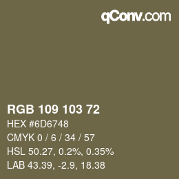 Color code: RGB 109 103 72 | qconv.com