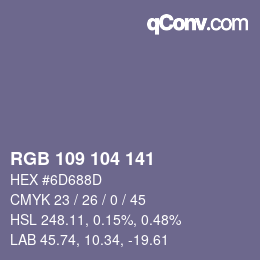 Farbcode: RGB 109 104 141 | qconv.com