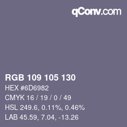 Color code: RGB 109 105 130 | qconv.com