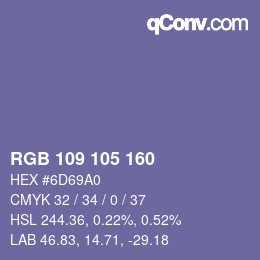 Color code: RGB 109 105 160 | qconv.com