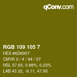 Color code: RGB 109 105 7 | qconv.com