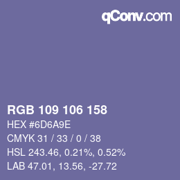 Color code: RGB 109 106 158 | qconv.com