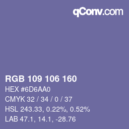Código de color: RGB 109 106 160 | qconv.com