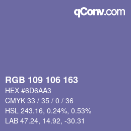 Color code: RGB 109 106 163 | qconv.com