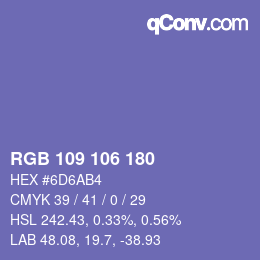 Color code: RGB 109 106 180 | qconv.com