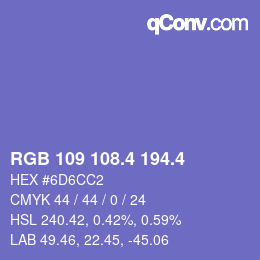 カラーコード: RGB 109 108.4 194.4 | qconv.com