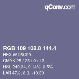 カラーコード: RGB 109 108.8 144.4 | qconv.com
