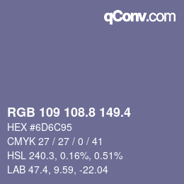 カラーコード: RGB 109 108.8 149.4 | qconv.com