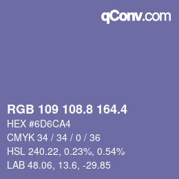 カラーコード: RGB 109 108.8 164.4 | qconv.com