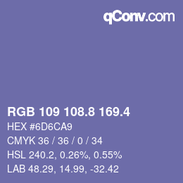 カラーコード: RGB 109 108.8 169.4 | qconv.com
