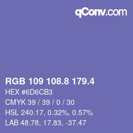 カラーコード: RGB 109 108.8 179.4 | qconv.com