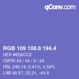 カラーコード: RGB 109 108.8 194.4 | qconv.com