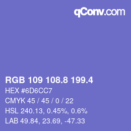 カラーコード: RGB 109 108.8 199.4 | qconv.com
