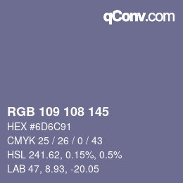 Color code: RGB 109 108 145 | qconv.com