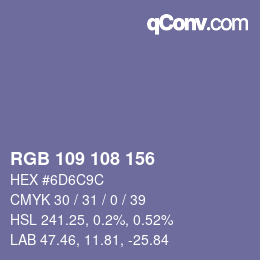 Color code: RGB 109 108 156 | qconv.com