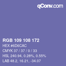 Color code: RGB 109 108 172 | qconv.com
