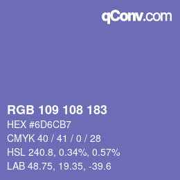 Color code: RGB 109 108 183 | qconv.com