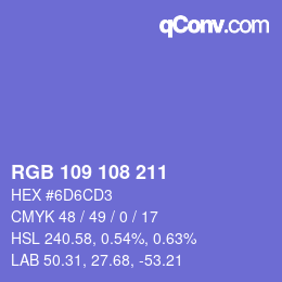 Color code: RGB 109 108 211 | qconv.com