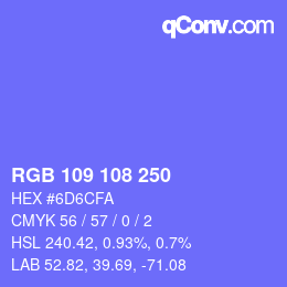 Color code: RGB 109 108 250 | qconv.com