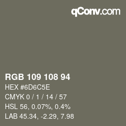 Código de color: RGB 109 108 94 | qconv.com