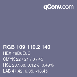 カラーコード: RGB 109 110.2 140 | qconv.com