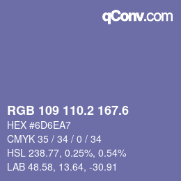 カラーコード: RGB 109 110.2 167.6 | qconv.com