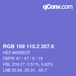 カラーコード: RGB 109 110.2 207.6 | qconv.com